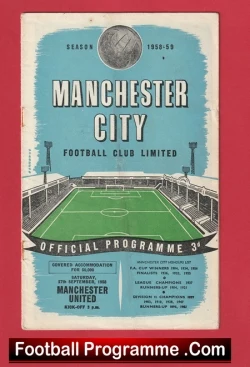 Manchester City v Manchester United 1958 Man City v Utd - football programme
