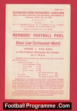 Manchester United Denis Law Testimonial Leaflet 1973 - football programme