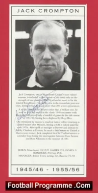Manchester United Jack Crompton Autograph Picture 1940s Man Utd