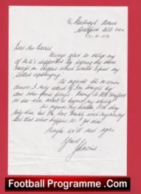 Manchester United Johnny Downie Autographed Signed Letter