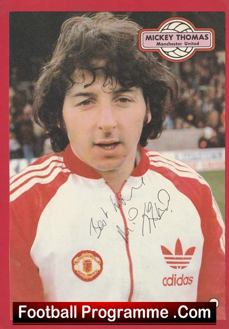 Manchester United Mickey Thomas Signed Picture Man Utd