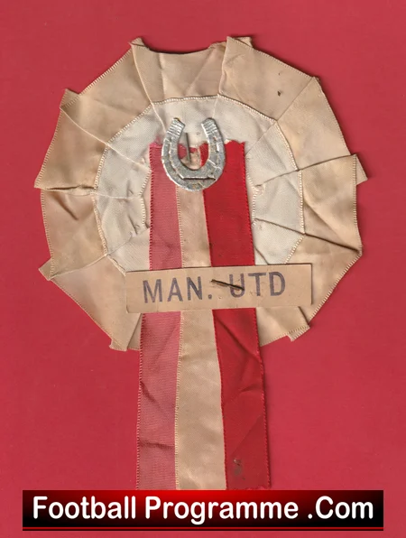 Manchester United Old Football Rosette Man Utd Lucky Horseshoe football memorabilia