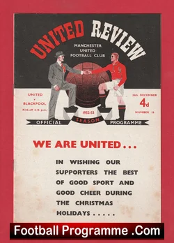Manchester United v Blackpool 1952 football programme