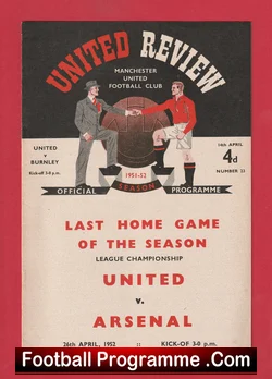 Manchester United v Burnley 1952 football programme