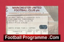 Manchester United v Coventry City 1996 football ticket