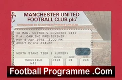 Manchester United v Coventry City 1996 football ticket