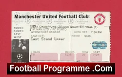 Manchester United v FC Porto 1997 football ticket