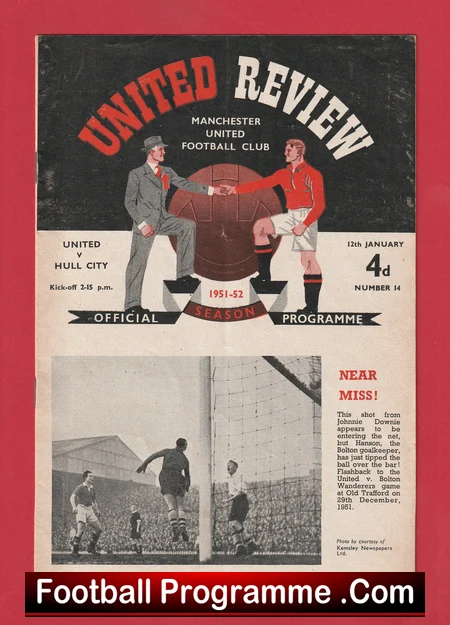 Manchester United v Hull City 1952 football programme