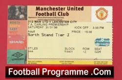 Manchester United v Leicester City 1998 - Football Ticket - football memorabilia