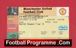 Manchester United v Leicester City 1998 - Football Ticket - football memorabilia