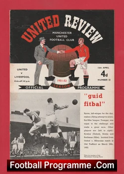 Manchester United v Liverpool 1952 football programme
