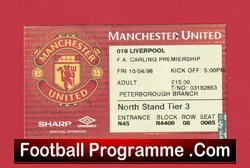 Manchester United v Liverpool 1998 football ticket