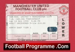 Manchester United v Manchester City 1995 - Football Ticket Man Utd - football memorabilia