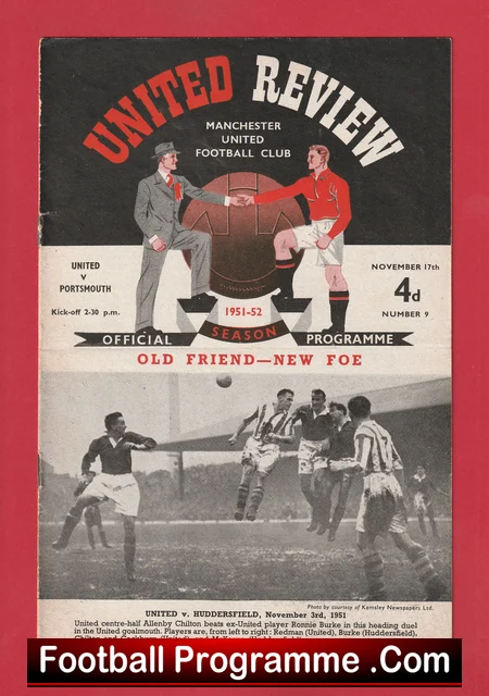 Manchester United v Portsmouth 1951 football programme