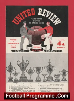 Manchester United v Portsmouth 1954 football programme