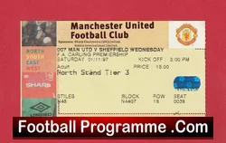Manchester United v Sheffield Wednesday 1997 - Football Ticket - football memorabilia