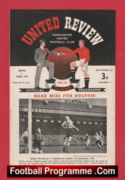 Manchester United v Stoke City 1951 football programme