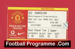 Manchester United v Sunderland 2003 football ticket