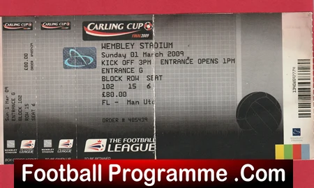 Manchester United v Tottenham 2009 - League Cup Final Ticket - Image 2