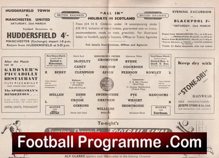 Manchester United v Wolves 1952 football programme
