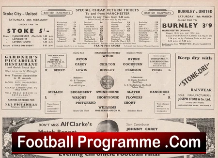 Manchester United v Wolves 1953 football programme