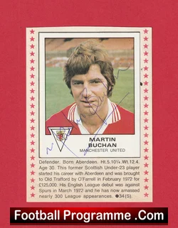 Martin Buchan Signed Picture Card Manchester United 1979 football memorabilia
