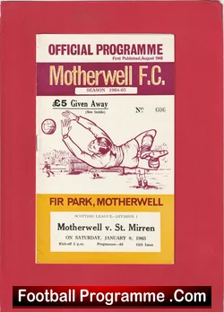 Motherwell v St Mirren 1965 football programme