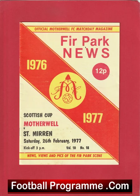 Motherwell v St Mirren 1977 Scottish Cup football programme