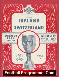 Northern Ireland v Switzerland 1964 World Cup football programme