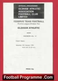 Oldham Athletic v Manchester United 1994 – Youth Cup Beckham + Signed