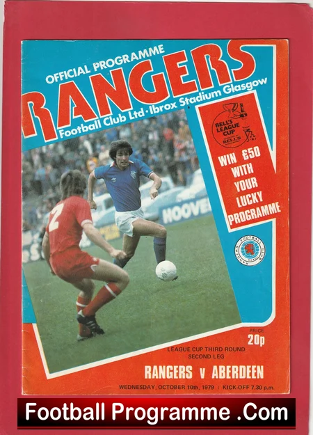 Rangers v Aberdeen 1979 League Cup football programme