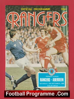 Rangers v Aberdeen 1980 football programme
