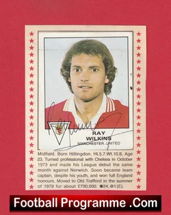 Ray Wilkins Signed Picture Card Manchester United 1979 football memorabilia