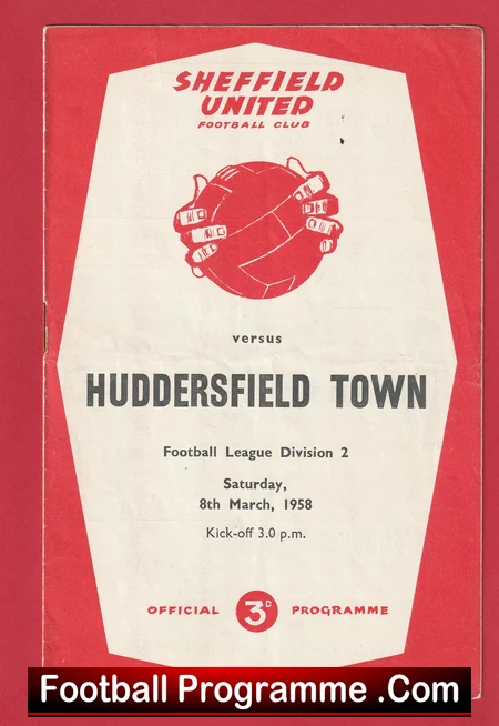 Sheffield United v Huddersfield Town 1958 football programme