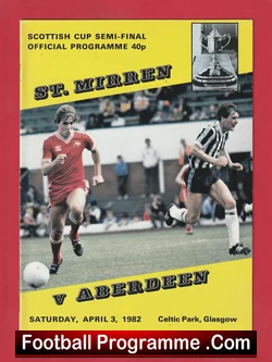 St Mirren v Aberdeen 1982 football programme