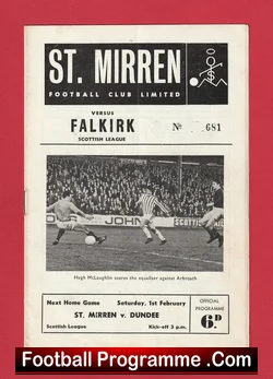 St Mirren v Falkirk 1969 football programme