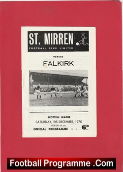 St Mirren v Falkirk 1970 football programme