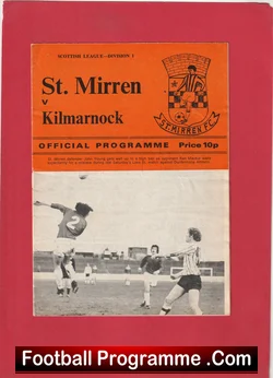 St Mirren v Kilmarnock 1975 football programme