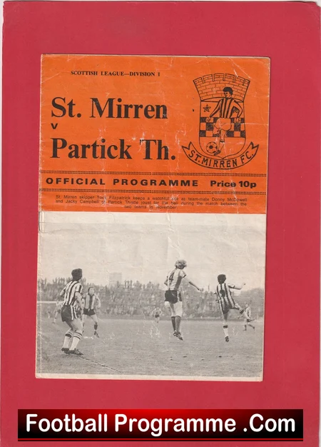 St Mirren v Partick Thistle 1976 football programme