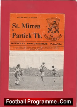 St Mirren v Partick Thistle 1976 football programme