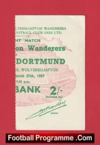 Wolves v Borussia Dortmund 1957 – Floodlight Match Ticket