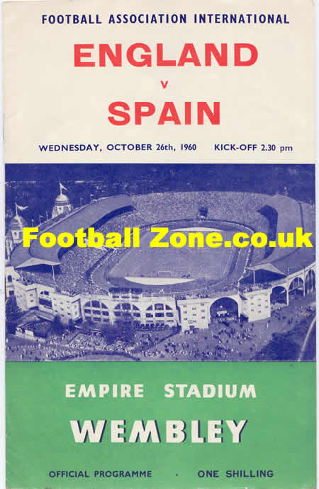 England v Spain 1960 Wales v England 1968 - Under 23 at Racecourse Wrexham Football Programme .COM Football Programmes Memorabilia