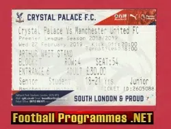 Crystal Palace v Manchester United 2019 - Match Ticket