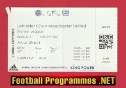 Leicester City v Manchester United 2019 - Match Ticket