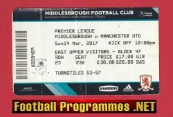 Middlesbrough v Manchester United 2017 - Football Ticket