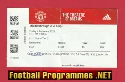 Manchester United v Middlesbrough 2022 - Match Ticket