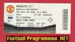 Manchester United v Manchester City 2008 - Ticket Man Utd