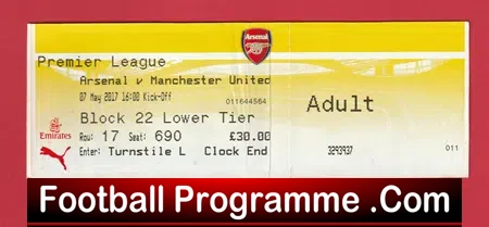 Arsenal v Manchester United 2017 – Football Match Ticket