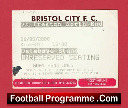 Bristol City v Manchester United 2000 – Match Ticket