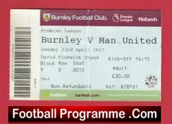 Burnley v Manchester United 2017 – Football Match Ticket